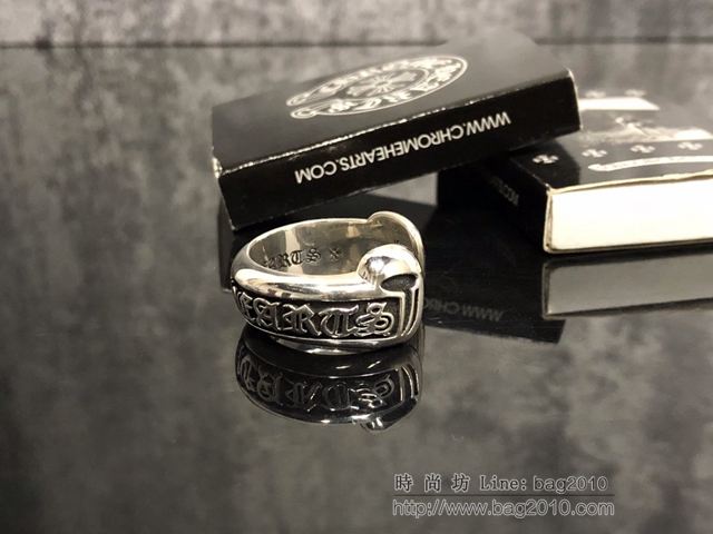 chrome hearts銀飾 克羅心卷文情侶開口戒指 純手工 熏黑做舊 克羅心925純銀戒指  gjc1924